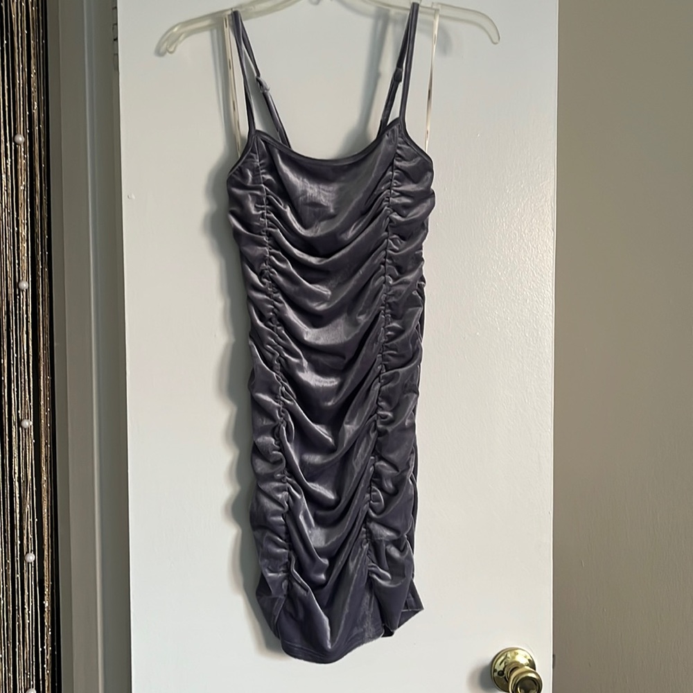 Purple Velvet Rouched Dress